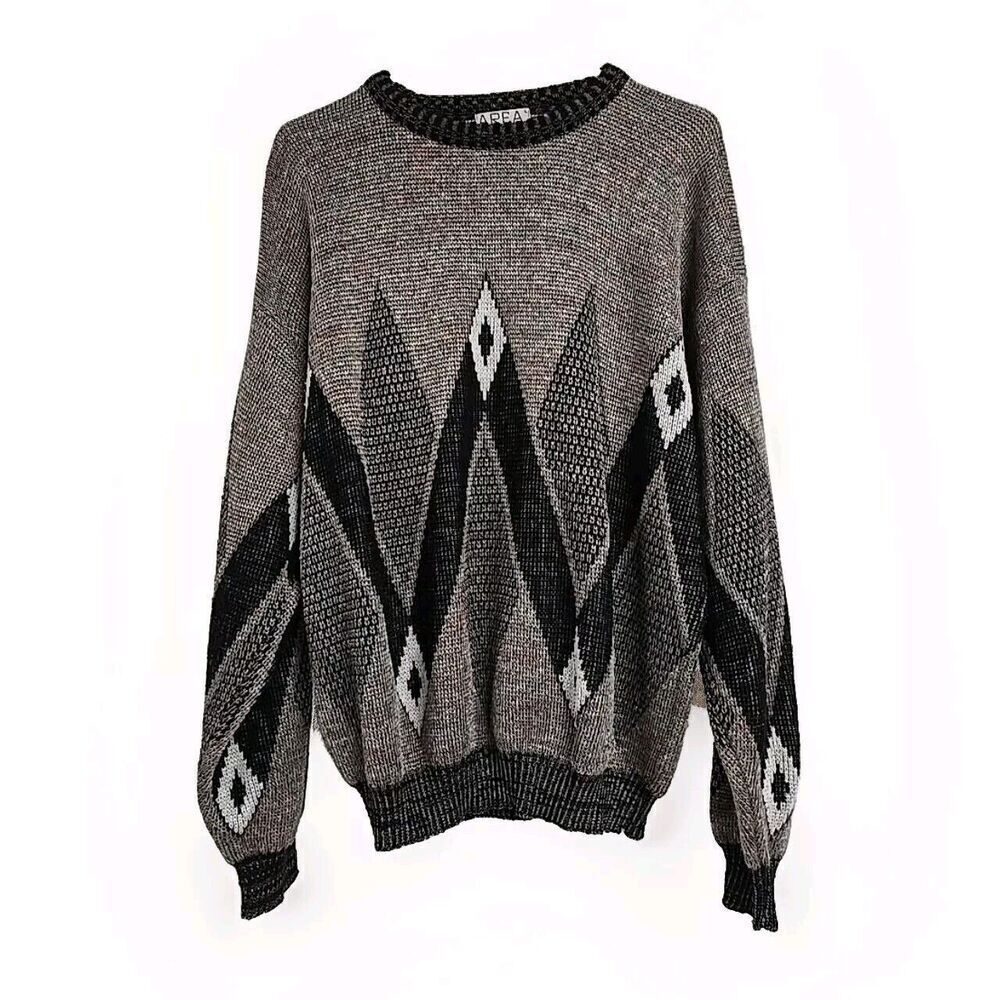AREA By TAG Vintage 100% Acrylic Knit Pullover Aztec Sweater Men’s Sz L Made USA